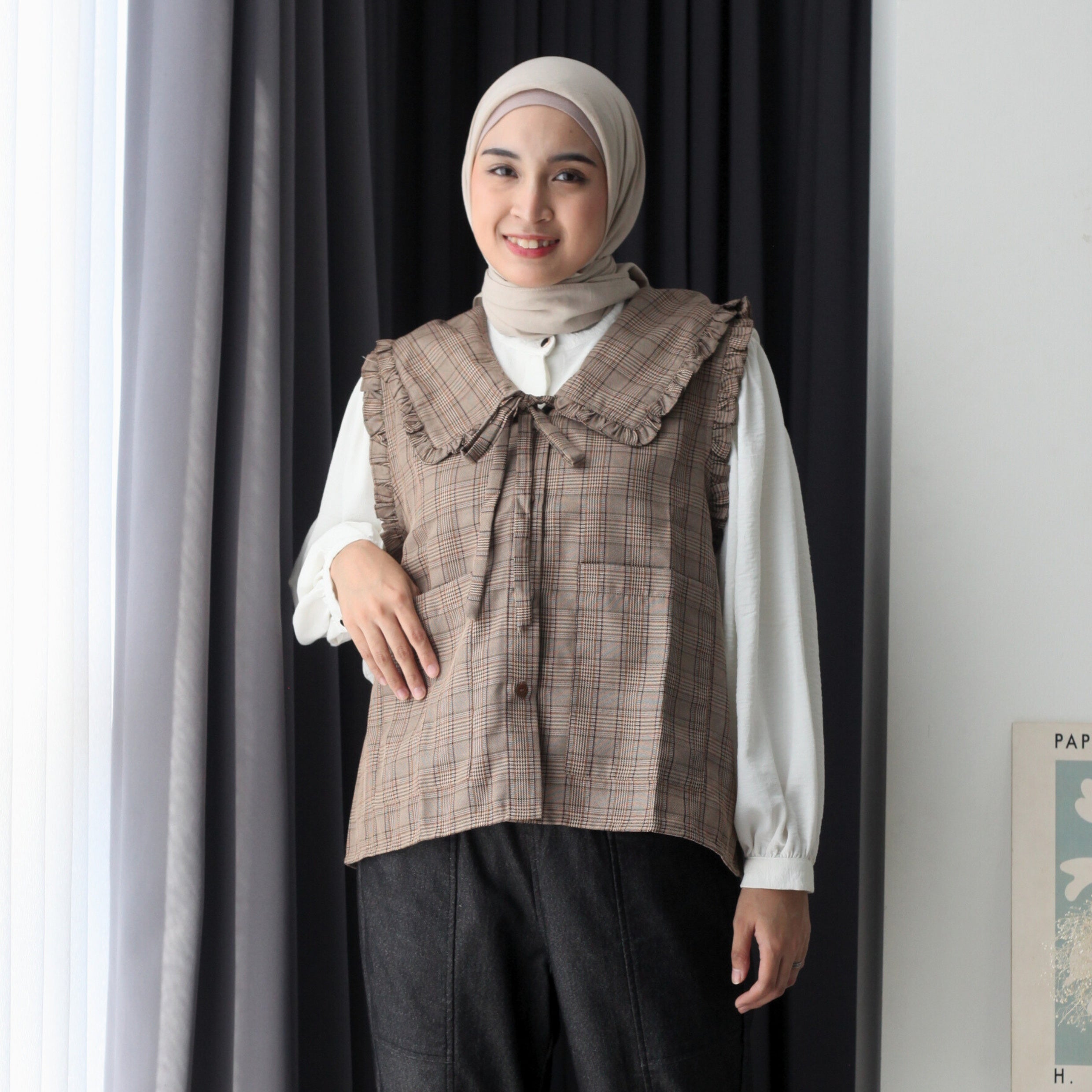 Image of Eclemix Outer Mosha | Vest Wanita Tartan Tanpa Lengan
